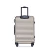 3 Piece Luggage Sets ABS Lightweight Suitcase with Two Hooks, Spinner Wheels, TSA Lock, (20/24/28) GOLD - as picture