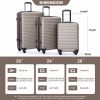 3 Piece Luggage Sets ABS Lightweight Suitcase with Two Hooks, Spinner Wheels, TSA Lock, (20/24/28) GOLD - as picture
