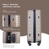 3 Piece Luggage Sets ABS Lightweight Suitcase with Two Hooks, Spinner Wheels, TSA Lock, (20/24/28) GOLD - as picture