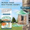 VEVOR Smart Bird Feeder with Camera 2K HD AI Identify Bird Species Solar-Powered - 2 Panels on Roof Side - Green