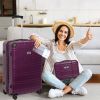 Luggage Sets ABS+PC Hardshell 4pcs Luggage Hardside Lightweight Durable Suitcase sets Spinner Wheels Suitcase with TSA Lock (12/20/24/28),Purple - as