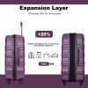 Expandable 3 Piece Luggage Sets PC Lightweight & Durable Suitcase with Two Hooks, Spinner Wheels, TSA Lock, (21/25/29) Dark Purple - as Pic
