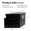 26 Inch Aluminum Stripes Plated Tool Box Pick Up Truck Bed RV Trailer Tongue Toolbox Waterproof Storage Organizer with Lock and Keys â€“ Black 26.2"x1