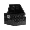 26 Inch Aluminum Stripes Plated Tool Box Pick Up Truck Bed RV Trailer Tongue Toolbox Waterproof Storage Organizer with Lock and Keys â€“ Black 26.2"x1