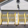 Metal Expandable Barricade, 17FT Traffic Barricade with Casters, Retractable Security Gate, Portable Driveway Gate Outdoor Barricade Fence