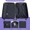 luggage 4-piece ABS lightweight suitcase with rotating wheels, 24 inch and 28 inch with TSA lock, (16/20/24/28) LIGHT PURPLE - as Pic