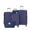 5 Piece Suitcase Set, PP Hardshell Carry on Suitcase Set, Travel Suitcases with Silent plane wheeland TSA Lock BLUE. - as Pic