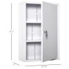 Kleankin Medicine Cabinet Steel Wall Mount 24x16 3-Tier Storage Lockable White - White