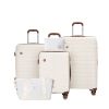 5 Piece Suitcase Set, PP Hardshell Carry on Suitcase Set, Travel Suitcases with Silent plane wheeland TSA Lock WHITE. - as Pic