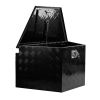 33 Inch Heavy Duty Diamond Plate Aluminum Trailer Tongue Box Pickup Truck Tool Box Storage Organizer with Weather Resistant Seal, Lock & Keys â€“ Blac