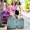 Hardshell Luggage Sets with Bags Lightweight Suitcase Double Spinner Wheels with TSA Lock ,Single Vintage Luggage 24 IN,Green - as Pic