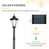 Outsunny Solar Post Light 94.5" Outdoor Vintage Street Lamp Solar Powered for Garden Pathway Driveway Black - Black