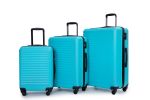 3 Piece Luggage Sets ABS Lightweight Suitcase with Two Hooks, Spinner Wheels, TSA Lock, (20/24/28) Turquoise - as Pic