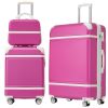Hardshell Luggage Sets 3 Pieces 20"+24" Luggages and Cosmetic Case Spinner Suitcase with TSA Lock Lightweight,Pink - as Pic