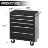 5-Drawer Rolling Tool Chest w/Lock & Key, Tool Storage Cabinet with Wheels, Top Cushion & Drawer Liners, Tool Organizer Box for Garage, Warehouse & Re