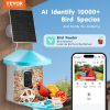 VEVOR Smart Bird Feeder with Camera 2K HD AI Identify Bird Species Auto Capture - 1 External 3W Panel - Blue