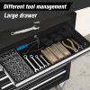 5-Drawer Rolling Tool Chest w/Lock & Key, Tool Storage Cabinet with Wheels, Top Cushion & Drawer Liners, Tool Organizer Box for Garage, Warehouse & Re