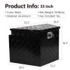 33 Inch Heavy Duty Diamond Plate Aluminum Trailer Tongue Box Pickup Truck Tool Box Storage Organizer with Weather Resistant Seal, Lock & Keys â€“ Blac