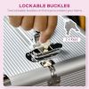 HOMCOM Rolling Makeup Train Case, Large Storage Cosmetic Trolley, Lockable Traveling Cart Trunk with Folding Trays, Swivel Wheels and Keys, Silver - S