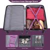 Expandable 3 Piece Luggage Sets PC Lightweight & Durable Suitcase with Two Hooks, Spinner Wheels, TSA Lock, (21/25/29) Dark Purple - as Pic