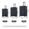 3 Piece Luggage Sets ABS Lightweight Suitcase with Two Hooks, Spinner Wheels, TSA Lock, (20/24/28) Black - as Pic