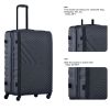 3 Piece Luggage Sets ABS Lightweight Suitcase with Two Hooks, Spinner Wheels, TSA Lock, (20/24/28) Black - as Pic