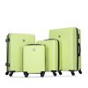 luggage 4-piece ABS lightweight suitcase with rotating wheels, 24 inch and 28 inch with TSA lock, (16/20/24/28) FLUORESCENT GREEN - as Pic