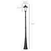Outsunny Solar Post Light 94.5" Outdoor Vintage Street Lamp Solar Powered for Garden Pathway Driveway Black - Black