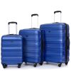 3 Piece Luggage Sets PC Lightweight & Durable Expandable Suitcase with Two Hooks, Spinner Wheels, TSA Lock, (21/25/29) Dark Blue - as Pic