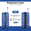 3 Piece Luggage Sets PC Lightweight & Durable Expandable Suitcase with Two Hooks, Spinner Wheels, TSA Lock, (21/25/29) Dark Blue - as Pic