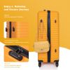 3 Piece Luggage Sets ABS Lightweight Suitcase with Two Hooks, Spinner Wheels, TSA Lock, (20/24/28) ORANGE - as Pic