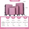 luggage 4-piece ABS lightweight suitcase with rotating wheels, 24 inch and 28 inch with TSA lock, (16/20/24/28) PINK - as Pic