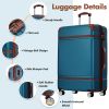 Hardshell Luggage Sets with Bags Lightweight Suitcase Double Spinner Wheels with TSA Lock ,Single Vintage Luggage 24 IN,Blue - as Pic