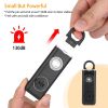 Rechargeable Personal Safety Alarm Portable 130dB Self-defense Siren with Strobe Light LED Light Carabiner - Black