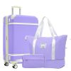 Hardshell Luggage Sets with Bags Lightweight Suitcase Double Spinner Wheels with TSA Lock ,Single Vintage Luggage 24 IN,Purple - as Pic