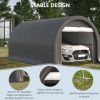 Outsunny 16' x 10' Carport, Heavy Duty Portable Garage / Storage Tent with Large Zippered Door, Anti-UV PE Canopy Cover for Car, Truck, Boat - default