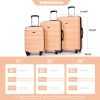 Expandable 3 Piece Luggage Sets PC Lightweight & Durable Suitcase with Two Hooks, Spinner Wheels, TSA Lock, (21/25/29) Peach - as Pic