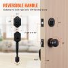 VEVOR Front Door Handle and Deadbolt Set, Matte Black Front Door Lock Set with Interior Knob, Adjustable Hole Spacing Single Cylinder Handleset