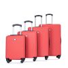 luggage 4-piece ABS lightweight suitcase with rotating wheels, 24 inch and 28 inch with TSA lock, (16/20/24/28) RED - as Pic