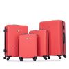luggage 4-piece ABS lightweight suitcase with rotating wheels, 24 inch and 28 inch with TSA lock, (16/20/24/28) RED - as Pic