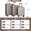 3 Piece Luggage Sets ABS Lightweight Suitcase with Two Hooks, Spinner Wheels, TSA Lock, (20/24/28) GOLD - as Pic