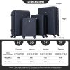 luggage 4-piece ABS lightweight suitcase with rotating wheels, 24 inch and 28 inch with TSA lock, (16/20/24/28) BLACK - as Pic