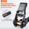 VEVOR Ratchet Tie Down Straps (4PK), 2200 lb Max Break Strength, Includes 4 Premium 1" x 15' Rachet Tie Downs with Padded Handles, for Moving Securing