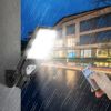 Solar Wall Light Outdoor 72 LED Beads PIR Motion Sensor Remote Control Wireless Lamps IP45 Waterproof Lighting for Garage Front Door Garden Pathway -