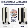 Luggage,with front opening,TSA approved lock,hardshell suitcase,White - as Pic