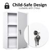 Kleankin Medicine Cabinet Steel Wall Mount 24x16 3-Tier Storage Lockable White - White