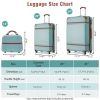 Hardshell Luggage Sets 3 Pieces 20"+24" Luggages and Cosmetic Case Spinner Suitcase with TSA Lock Lightweight,Green - as Pic