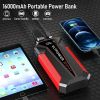 20000mAh Car Battery Jump Starter with Dual USB Quick Charge and LED Light Red - Red