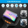 4.3in Inspection Camera with Light Articulating Borescope Endoscope Camera with 16.4FT Wire 2 Modes 3 Adjustable Brightness IP67 Waterproof for Plumbi