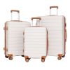 luggage sets 3 piece,carry-on luggage with wheels,check in luggage,28/24/20 inch luggage,tsa approved lock,hardshell suitcase,Blue ,Beige - as Pic